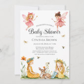 Charming Fairies Woodland Animals Baby Dusche Einladung (Vorderseite)