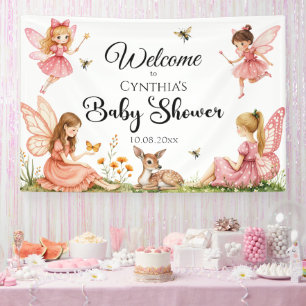 Charming Fairies Woodland Deer Baby Dusche Willkom Banner