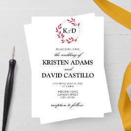 Charming Fall Leaf Monogram Wedding Einladung