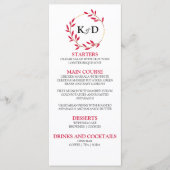 Charming Fall Leaf Monogram Wedding Menükarte (Vorderseite)