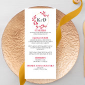 Charming Fall Leaf Monogram Wedding Menükarte