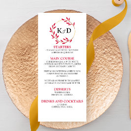 Charming Fall Leaf Monogram Wedding Menükarte