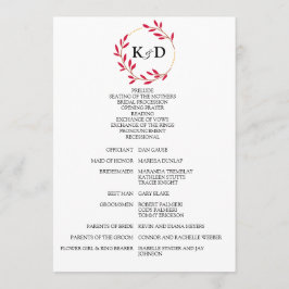 Charming Fall Leaf Monogram Wedding Programm