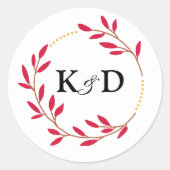 Charming Fall Leaf Monogram Wedding Runder Aufkleber (Vorderseite)