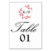 Charming Fall Leaf Monogram Wedding Tischnummer (Vorderseite)