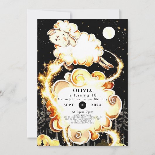 Charming Farm Sheep Geburtstag Einladung (Vorderseite)