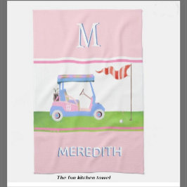 Charming Feminine Golf Cart Clubs Monogram Name Geschirrtuch