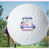 Charming Feminine Golf Cart Clubs Monogram Name Golfball