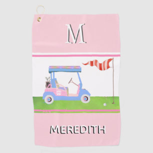 Charming Feminine Golf Cart Clubs Monogram Name Golfhandtuch