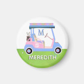Charming Feminine Golf Cart Clubs Monogram Name Magnet (Vorne)