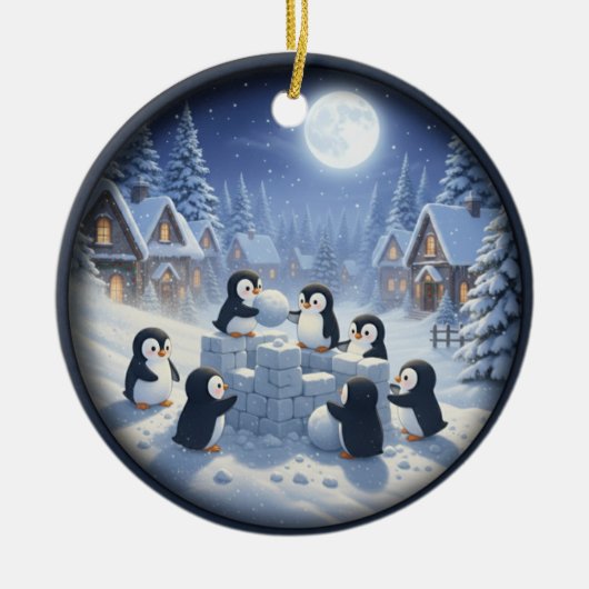 Charming Festive Christmas Scene Keramik Ornament (Vorne)