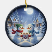 Charming Festive Christmas Scene Keramik Ornament (Vorne)