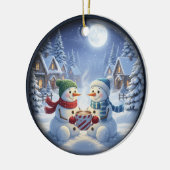 Charming Festive Christmas Scene Keramik Ornament (Links)
