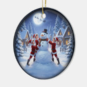 Charming Festive Christmas Scene Keramik Ornament (Links)