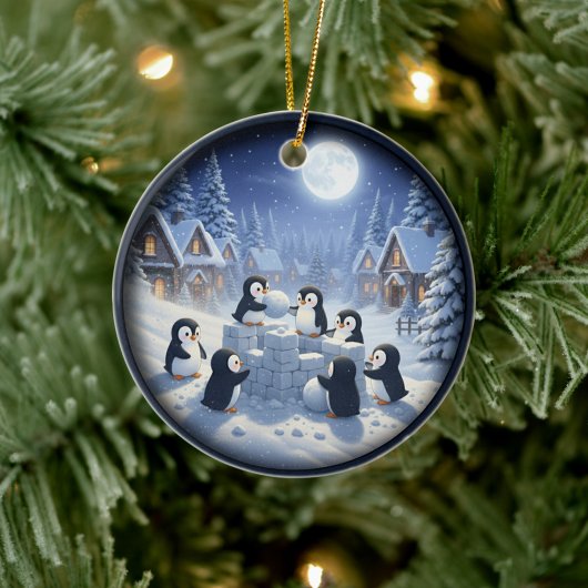 Charming Festive Christmas Scene Keramik Ornament