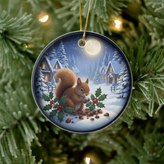 Charming Festive Christmas Scene Keramik Ornament