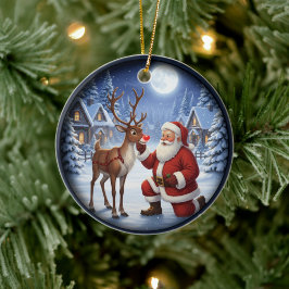 Charming Festive Christmas Scene Keramik Ornament