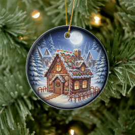 Charming Festive Christmas Scene Keramik Ornament