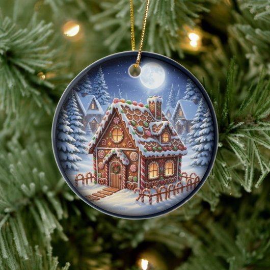 Charming Festive Christmas Scene Keramik Ornament