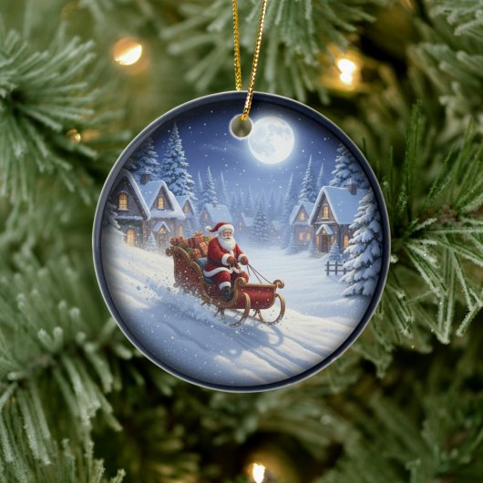 Charming Festive Christmas Scene Keramik Ornament