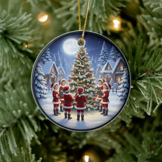 Charming Festive Christmas Scene Keramik Ornament