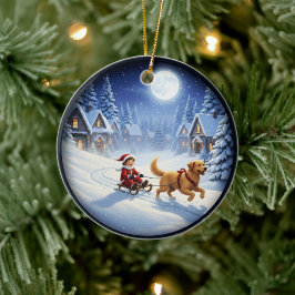Charming Festive Christmas Scene Keramik Ornament