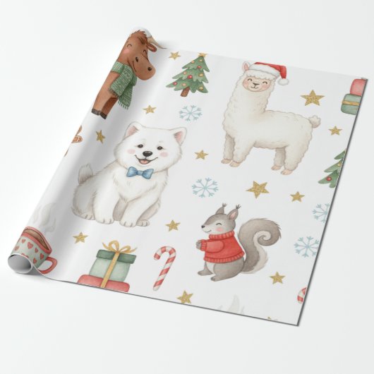Charming Festive Friends Christmas Gift Wrap Geschenkpapier (Ungerollt)