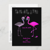 Charming Flamingo Couple Save the Date Wedding Ankündigungspostkarte (Vorne/Hinten)