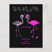 Charming Flamingo Couple Save the Date Wedding Ankündigungspostkarte (Vorderseite)