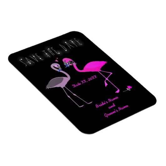 Charming Flamingo Couple Save the Date Wedding Magnet (Rechte Seite)