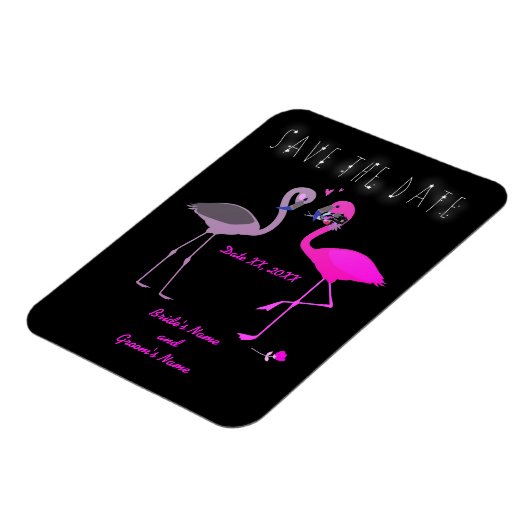 Charming Flamingo Couple Save the Date Wedding Magnet (Linke Seite)