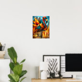Charming Flamingo - Kubist Cool in Shades Poster (Heimbüro)