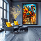 Charming Flamingo - Kubist Cool in Shades Poster