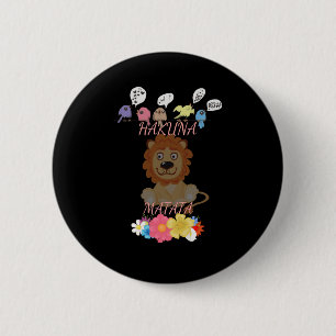 Charming "Flora and Fauna Hakuna Matata" Baby Lion Button