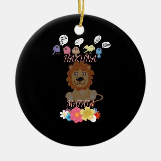 Charming "Flora and Fauna Hakuna Matata" Baby Lion Keramikornament (Vorne)