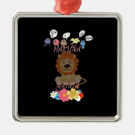 Charming "Flora and Fauna Hakuna Matata" Baby Lion Silbernes Ornament (Vorne)