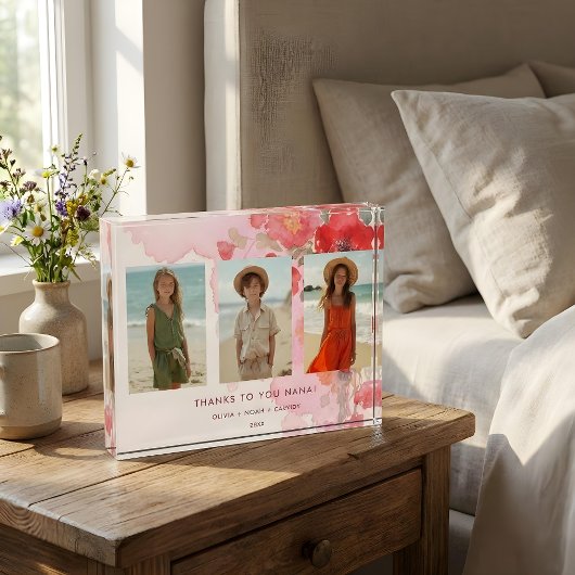 Charming Floral 3-Photo Collage Family Keepsake Fotoblock