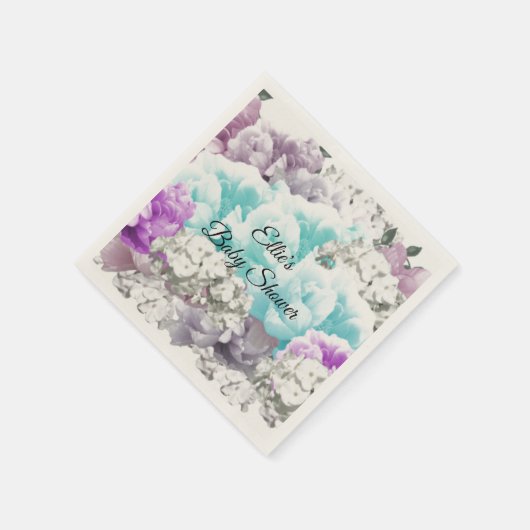 Charming Floral Bouquet Babydusche Papier Napkins Serviette (Ecke)