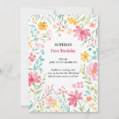 Charming Floral First Geburtstag Einladung (Rückseite)