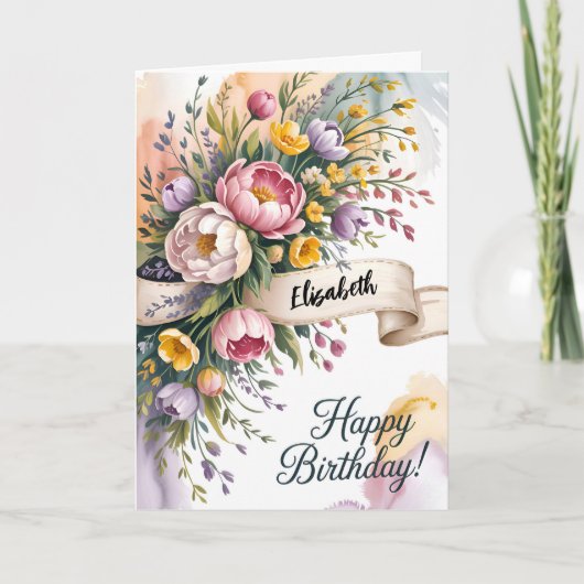 Charming Floral Geburtstag Karte (Vorderseite)