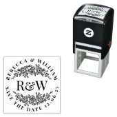 Charming Floral Monogram Self-Inking Save the Date Permastempel (Beispiel)