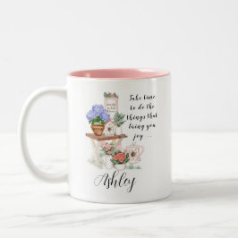 Charming Floral Vorname Motivierend Zweifarbige Tasse