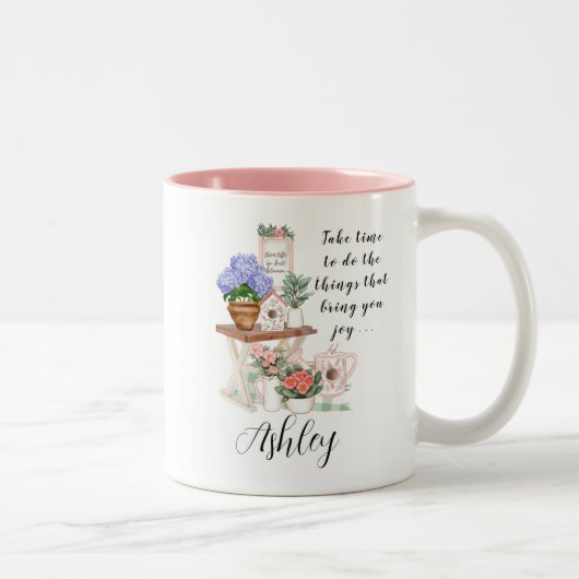 Charming Floral Vorname Motivierend Zweifarbige Tasse (Rechts)