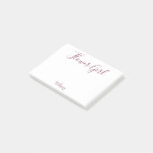 Charming Flower Girl White und Burgund Post-it Klebezettel (angewinkelt)