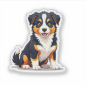 Charming Fluffy, Playful 3D Australian Shepherd, Aufkleber (Vorderseite)