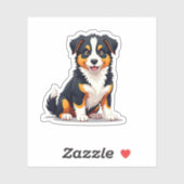 Charming Fluffy, Playful 3D Australian Shepherd, Aufkleber (Blatt)