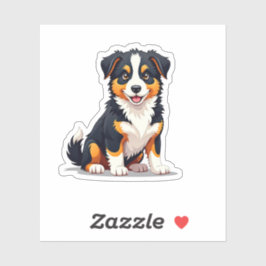 Charming Fluffy, Playful 3D Australian Shepherd, Aufkleber
