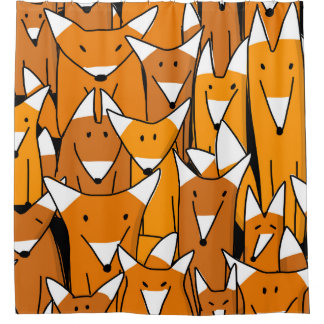 Charming Fox Family: Spielerisches Tiermuster Duschvorhang