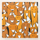 Charming Fox Family: Spielerisches Tiermuster Glasuntersetzer (Vorderseite)