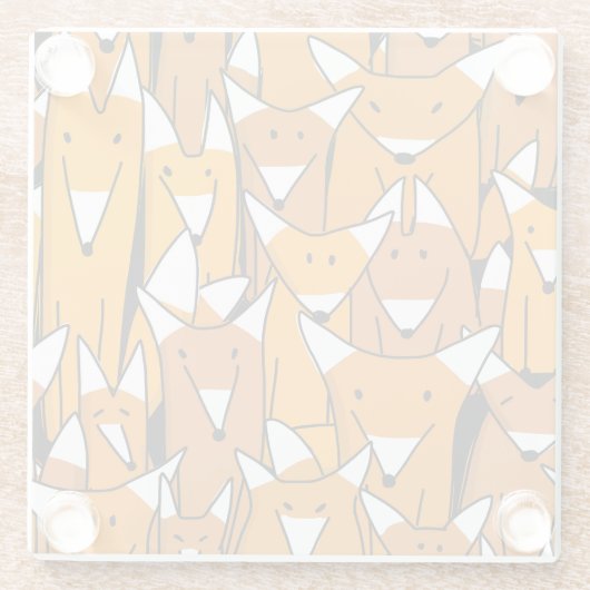 Charming Fox Family: Spielerisches Tiermuster Glasuntersetzer (Rückseite)